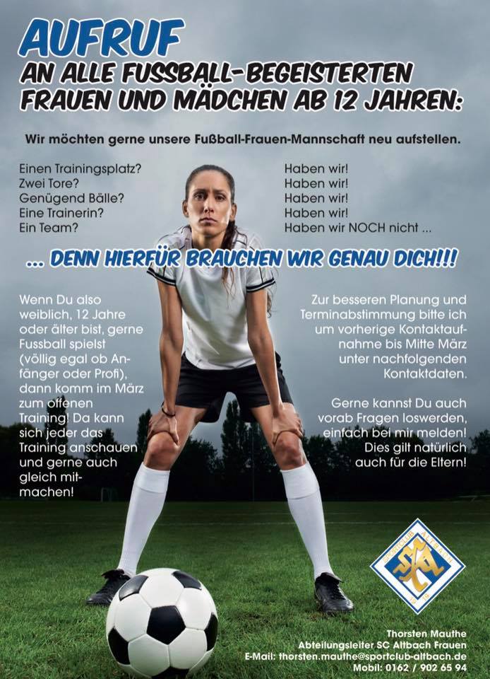 SCA Mädels werben um Zugänge für die Freizeitmannschaft!