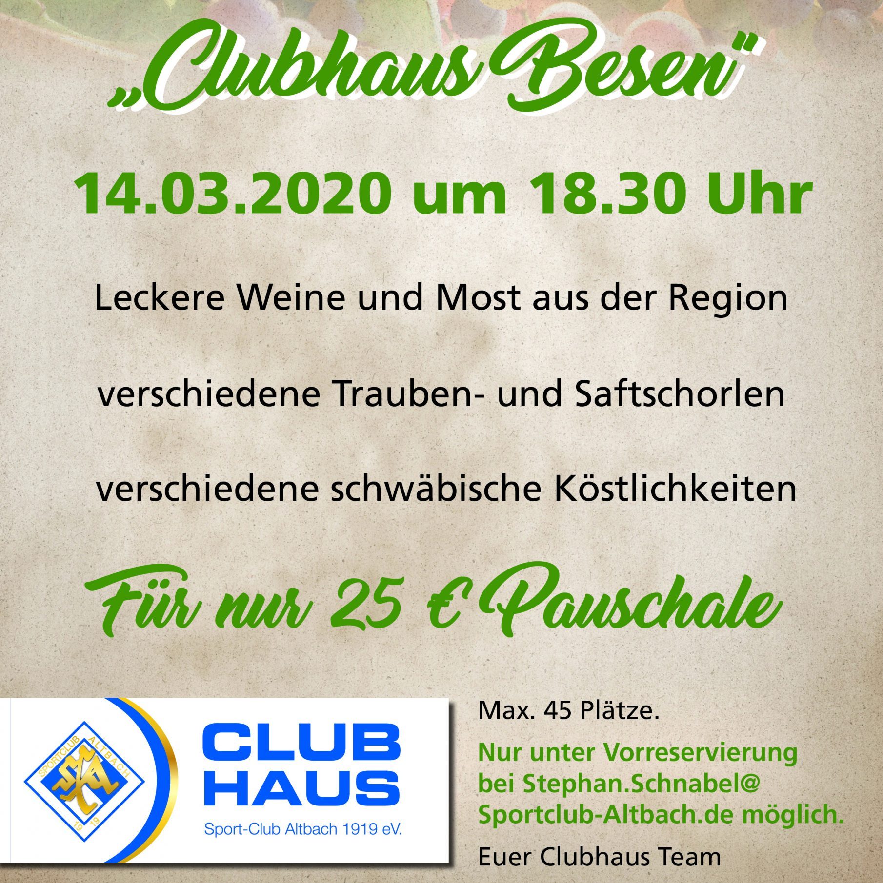 Clubhaus Besen voll!