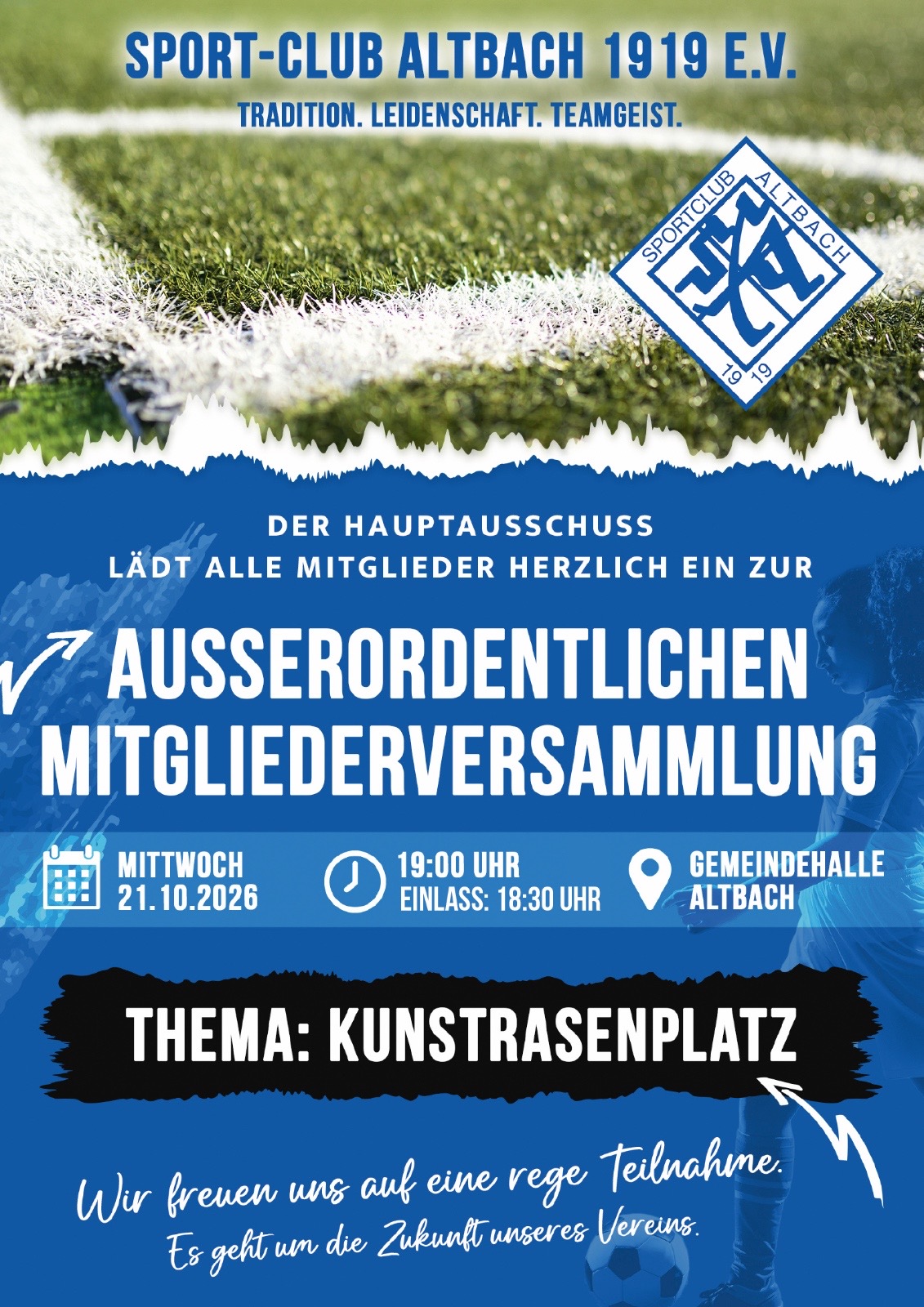 Einladung zur außerordentlichen Mitgliederhauptversammlung des Sport-Club Altbach 1919 e.V.